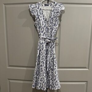 Tommy Hilfiger Blue and White Midi Dress